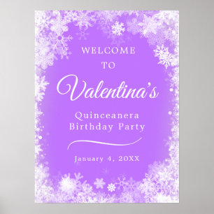 Póster Quinceanera Snowflake Purple Welcome