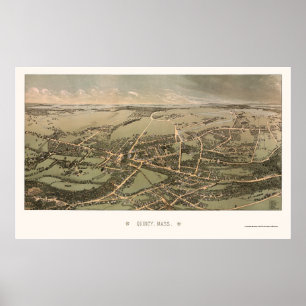 Póster Quincy, MAMÁES mapa panorámico - 1877