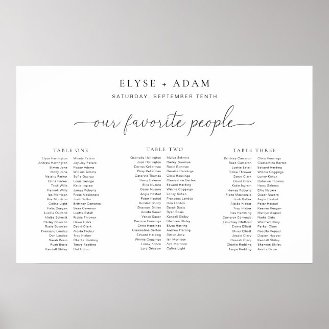 Póster Quinn Minimal 3 Banquet Table Plan Foam Board (Frente)