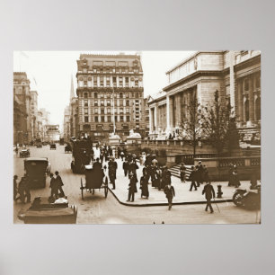 Póster Quinta Avenida y biblioteca pública 1908 de New