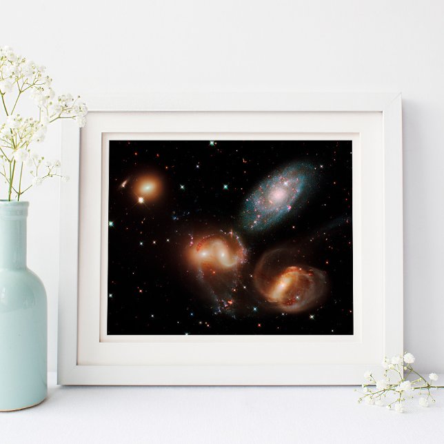 Póster Quinteto de Stephan Foto Espacial Celeste 10x8 (Stephan's Quintet Celestial Space Photo 10x8 Poster)