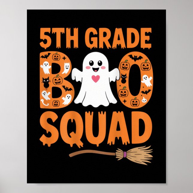 Póster Quinto Grado Boo Squad Halloween Ghost School Fun  (Frente)
