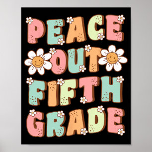 Póster Quinto Grado Cute Groovy Último Día De 5º Grado