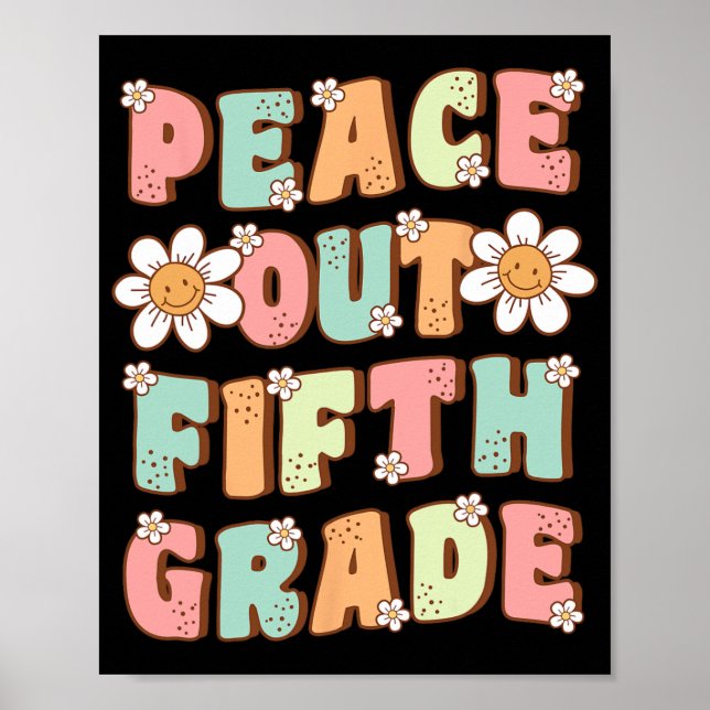 Póster Quinto Grado Cute Groovy Último Día De 5º Grado (Frente)