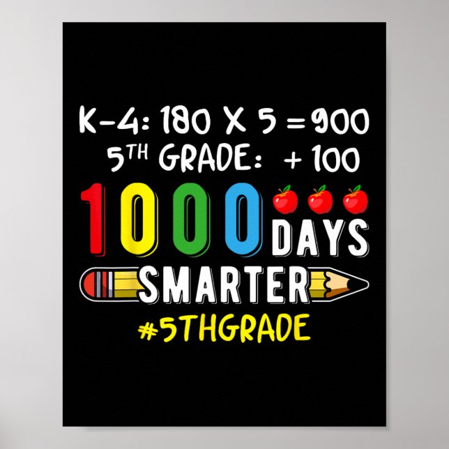 Póster Quinto profesor de quinto grado estudiante 100 esc (Frente)