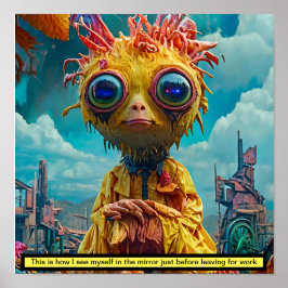 Póster Quirky Alien Chicken