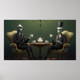 Póster Quirky Creepy torcido té beber caballeros
