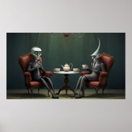 Póster Quirky Creepy torcido té beber caballeros