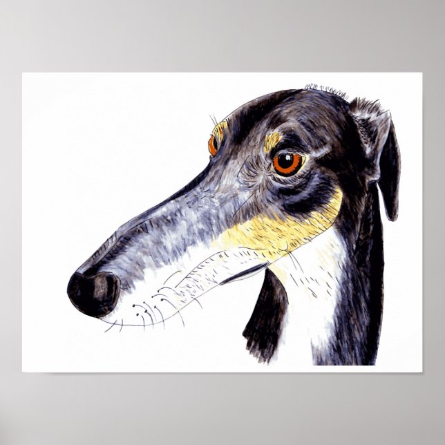 Póster Quirky lurcher greyhound poster (Frente)