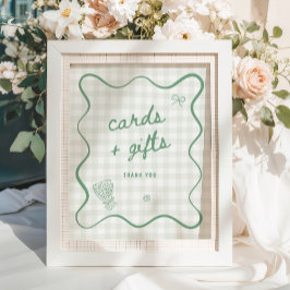 Póster Quirky Sage Green Gingham Cards & Gifts