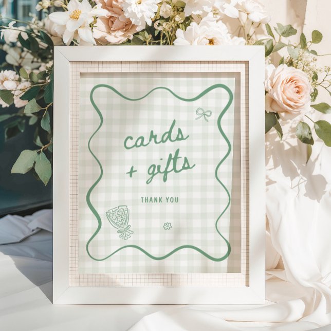 Póster Quirky Sage Green Gingham Cards & Gifts (Subido por el creador)