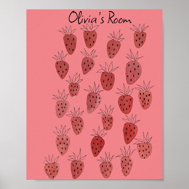 Póster Quirky Strawberry Pattern Poster (Frente)