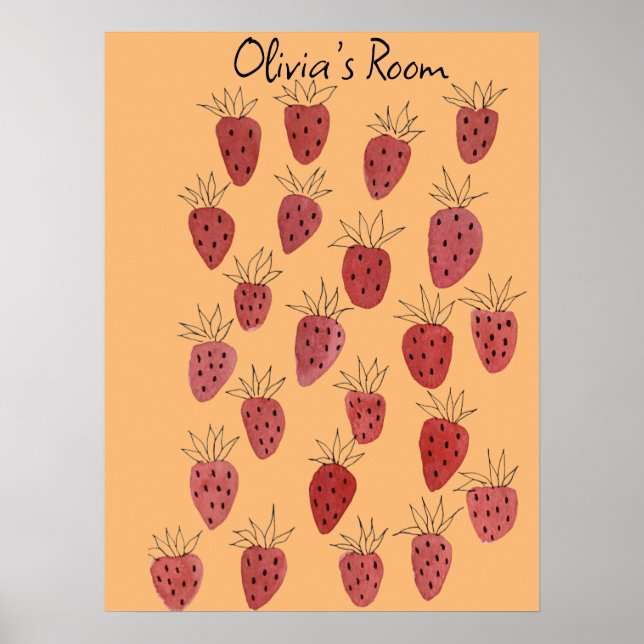 Póster Quirky Strawberry Pattern Poster (Frente)