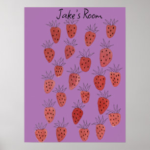 Póster Quirky Strawberry Pattern Poster