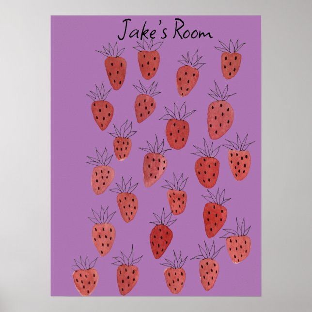 Póster Quirky Strawberry Pattern Poster (Frente)