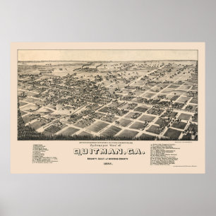 Póster Quitman, GA Panoramic Map - 1885