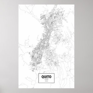 Póster Quito, Ecuador (negro sobre blanco)
