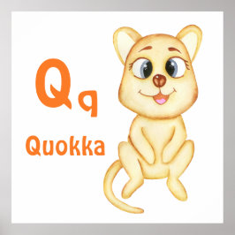 Póster Quokka personalizar ABC: Carta Q -Añadir tu nombre