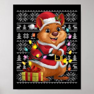 Póster Quokka Xmas Estilo dulce Santa Quokka Cristo feo