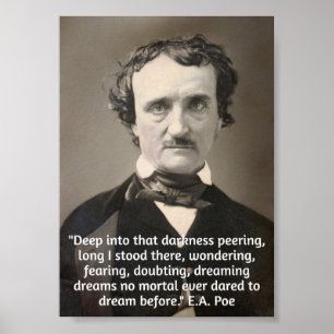 Póster Quote by Poe on Darkness and Dreams