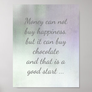 Póster quote poster on chocolate and happiness