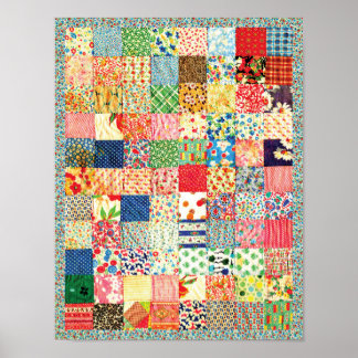 Póster QWL Patchwork Quilt COLORFUENTE PATTERN BACKGROUND