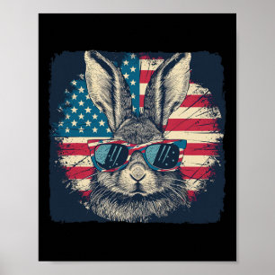 Póster Rabbit American Patriot 4 De Julio Regalo Lover