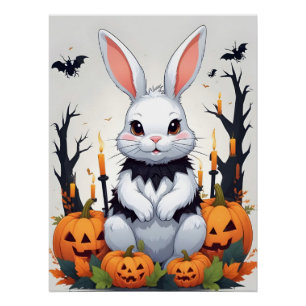 Póster Rabbit Halloween Cute Adorable Gracioso Animal Mag
