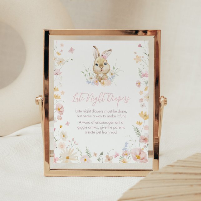 Póster Rabbit Somebunny Baby Shower Late Night Diapers (Somebunny Rabbit Baby Shower Late Night Diapers Sign)