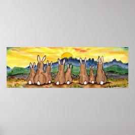 Póster Rabbit Sunrise over Mountains Sunny Yellow Poster