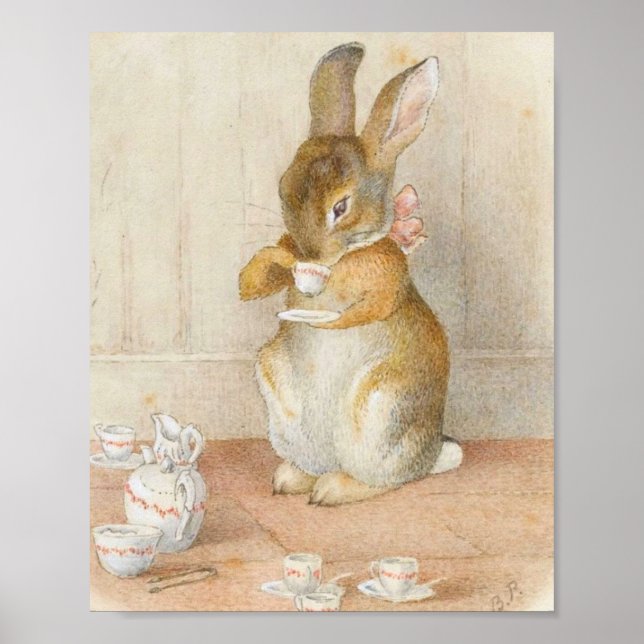 Póster Rabbit Tea Party - Beatrix Potter (Frente)