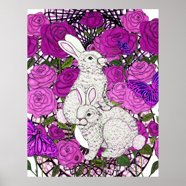 Póster Rabbits Love Roses (Frente)