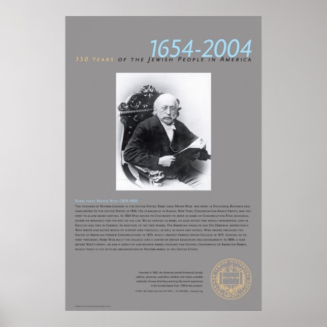 Póster Rabino Isaac Mayer Wise (1819-1900) (Frente)