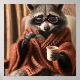 Póster Racco lindo con gafas en una cinta de tricot