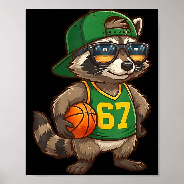 Póster Raccoon Basketball 67 Gen Alpha Slang Srts Men Boy (Frente)