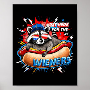 Póster Raccoon Caliente Perro 4 De Julio Humor Fiesta Bbq