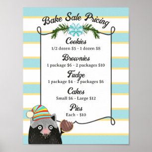 Póster Raccoon cookie bake venta menú personalizado de va