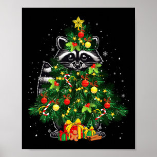 Póster Raccoon Cosplay Xmas Árbol que coincide con Animal