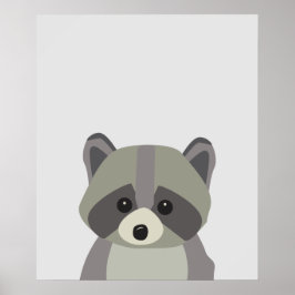 Póster Raccoon Cute Neutral Nursery Art