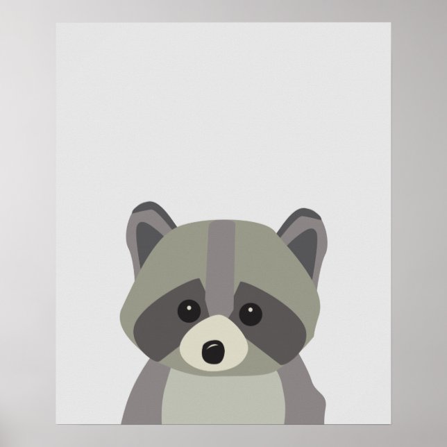 Póster Raccoon Cute Neutral Nursery Art (Frente)