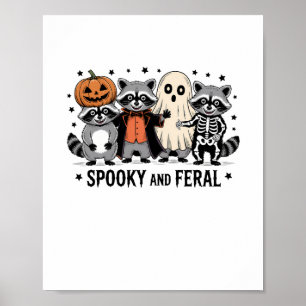 Póster Raccoon de Halloween con fantasía y gracia