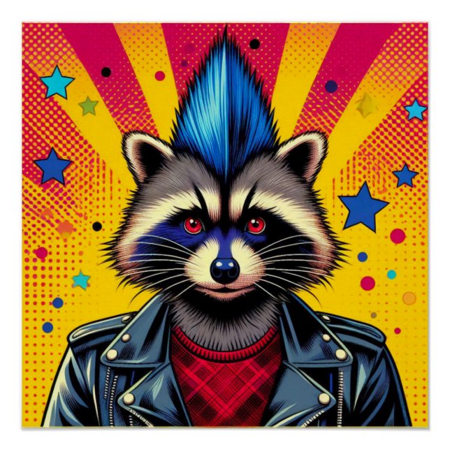 PÓSTER RACCOÓN DE ROCK DE PUNK (Anverso)