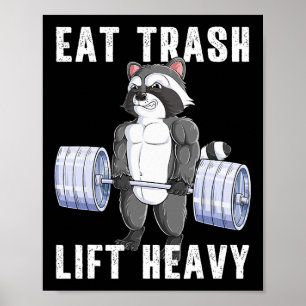 Póster Raccoon Deadlift Bodybuilding Garbage Gym F