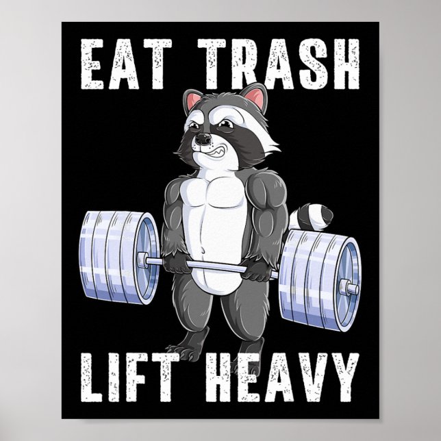 Póster Raccoon Deadlift Bodybuilding Garbage Gym F (Frente)