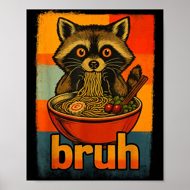 Póster Raccoon Eating Japanese Ramen Noodles Men Women Ki (Frente)