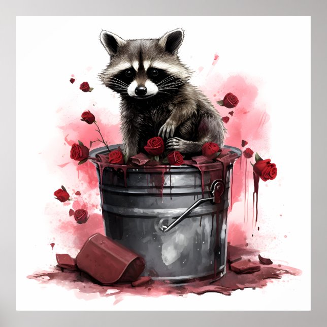 Póster Raccoon en el Día de San Valentín del basurero (Frente)