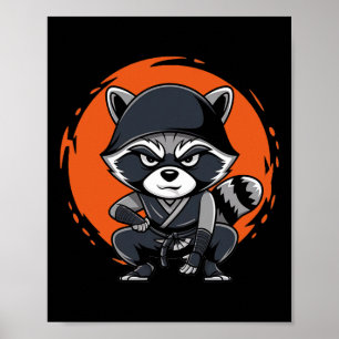 Póster Raccoon Funny Karate Design Costume Animales