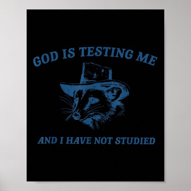 Póster Raccoon God Is Testing Me And I Have Not Studied  (Frente)