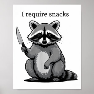Póster Raccoon gracioso humor animal que necesito aperiti