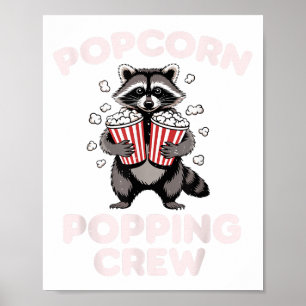 Póster Raccoon Gracioso Popcorn Popping Crew Movie Lover